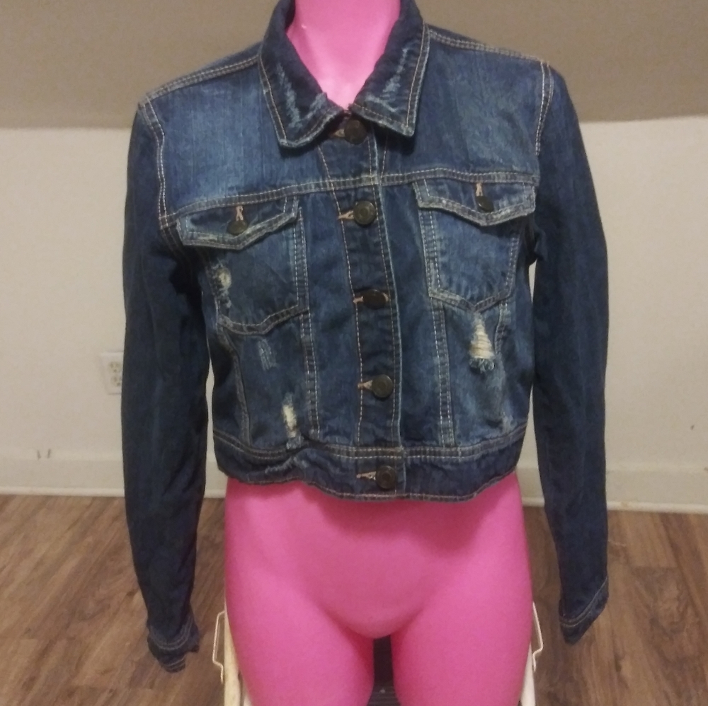 Rue 21 Factory Distressed Blue Jean Jacket
